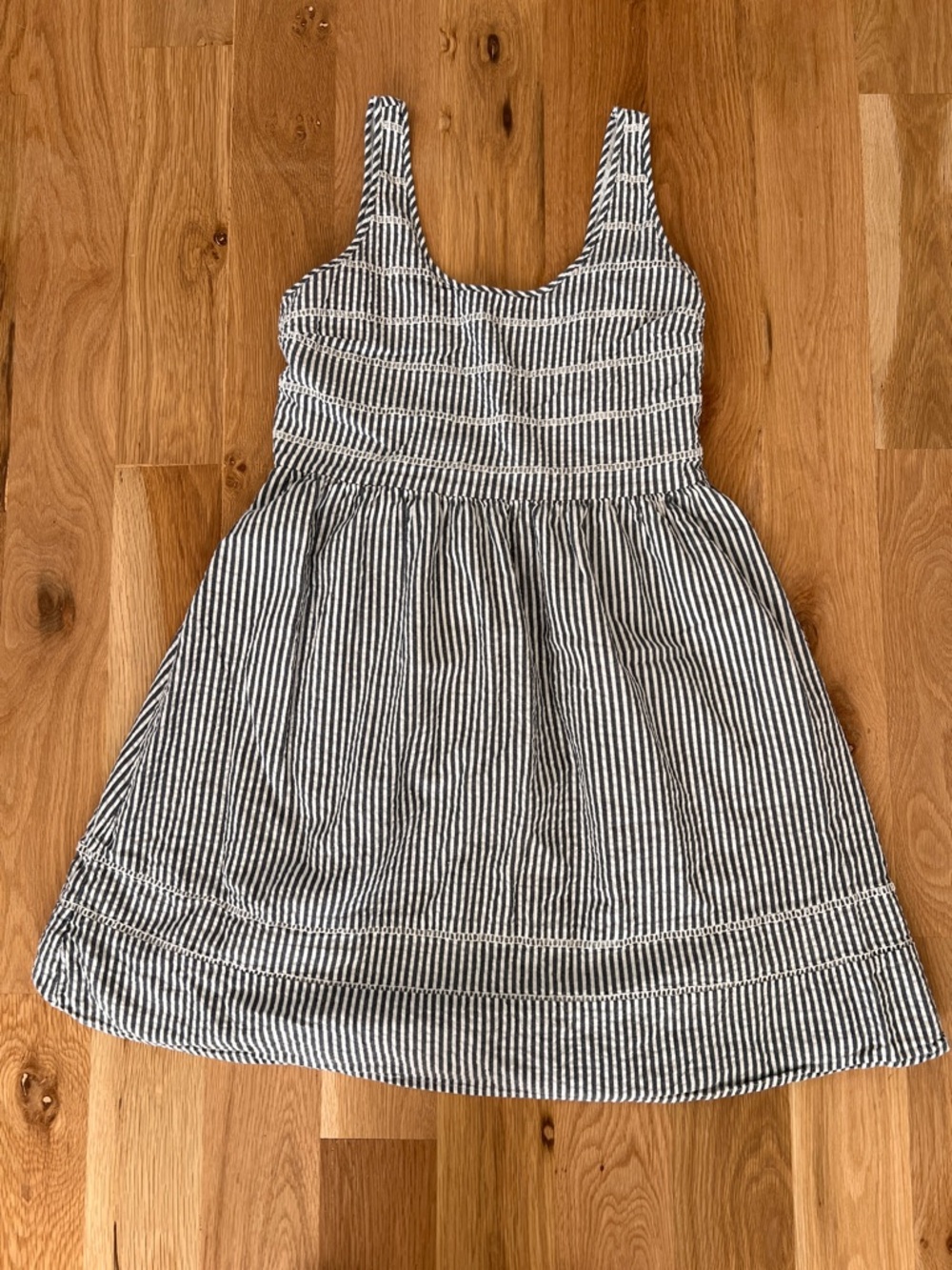 Old Navy Blue and White Striped Seersucker Dress - Size L